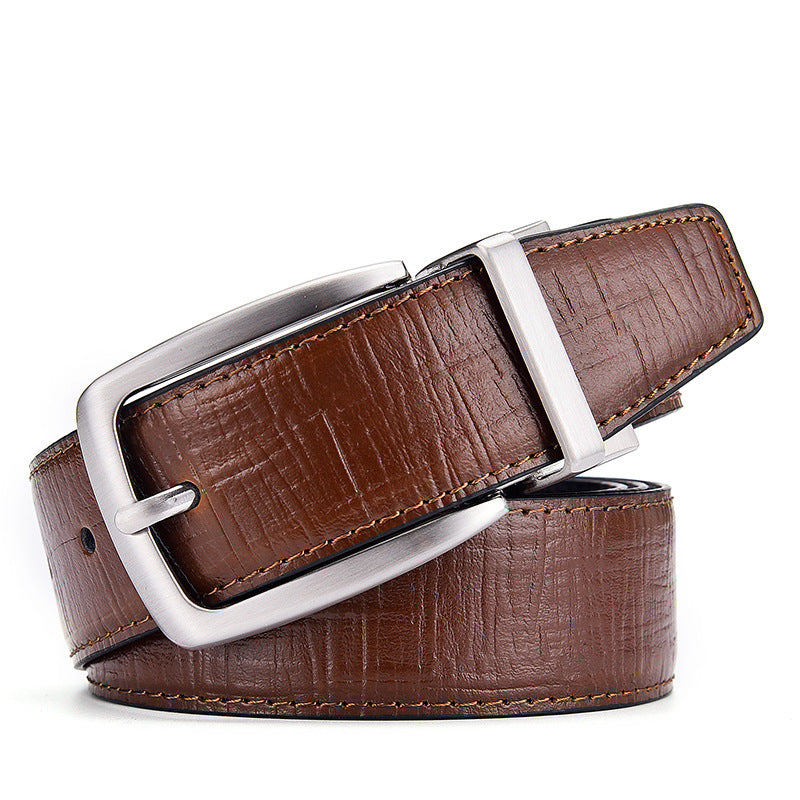 Men's Genuine Leather Reversible Belt with Rotating Buckle