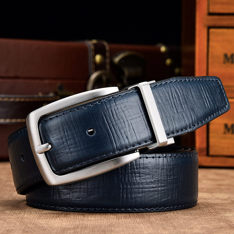 Men's Genuine Leather Reversible Belt with Rotating Buckle